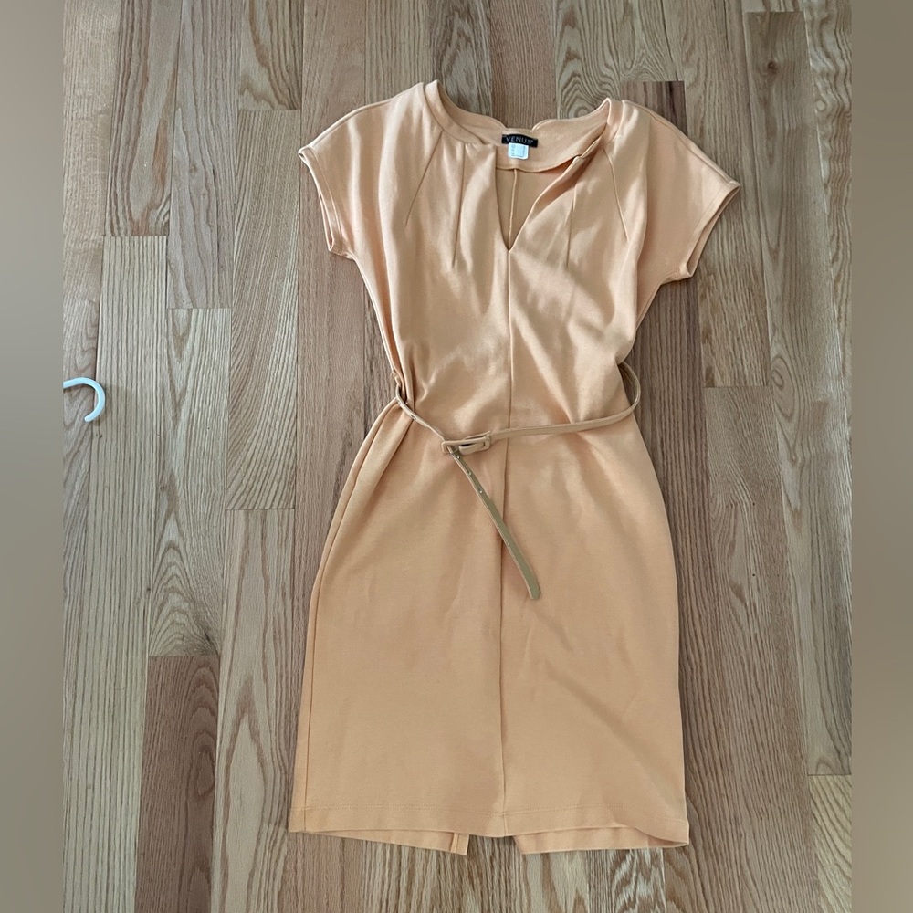 VENUS Women's Peach Short-Sleeve Belted Sheath Dress size 2
